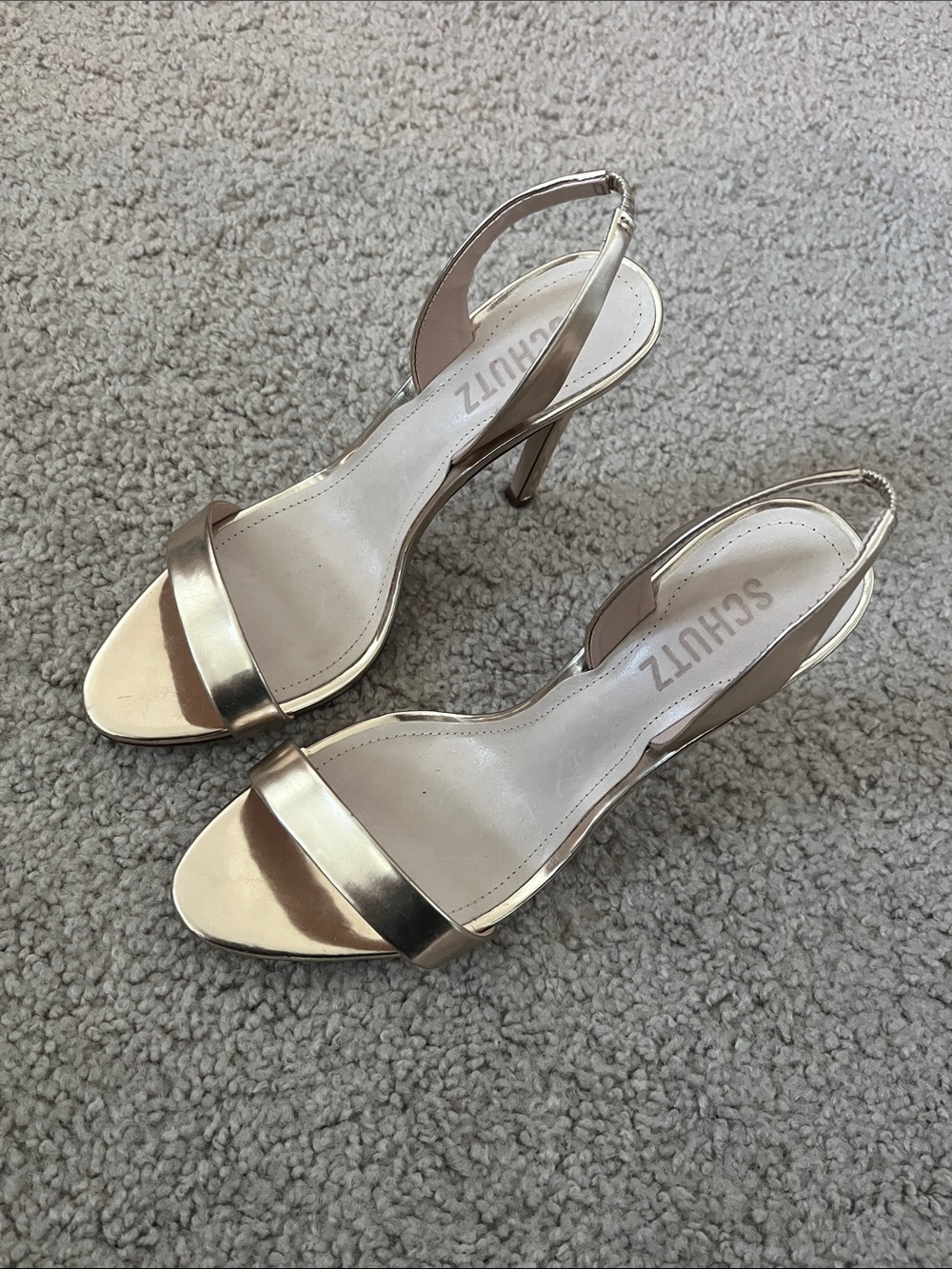SCHUTZ Rose Gold Slingback Stiletto Sandals